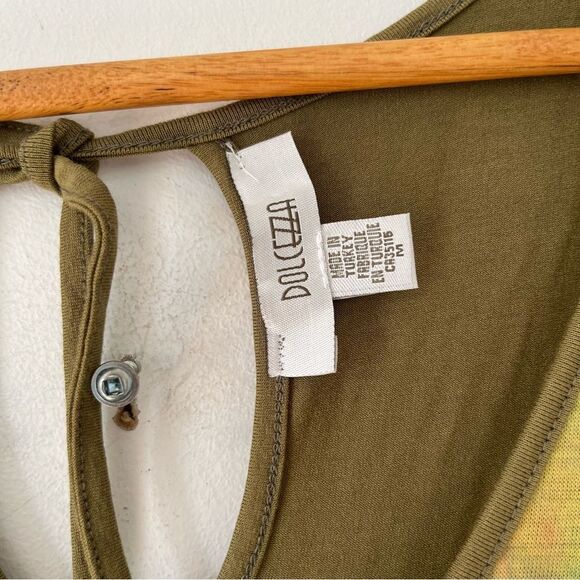 Dolcezza Green Sleeveless Asymmetrical Two Tone Tie-dye Tulle Hem A-Line Dress - Picture 4 of 9